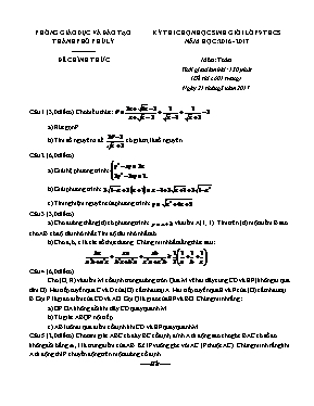 Đề thi chọn học sinh giỏi lớp 9 THCSnăm học 2016 - 2017 môn Toán
